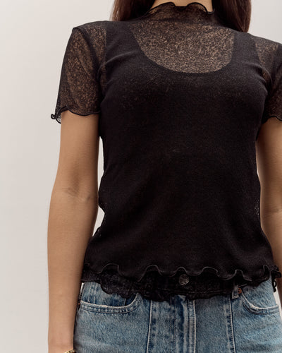 Anggae Two Layered Net T-shirt, Black