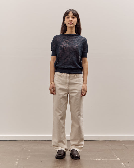 Anggae Wave Knit Half Sleeve, Navy