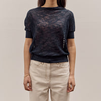 Anggae Wave Knit Half Sleeve, Navy