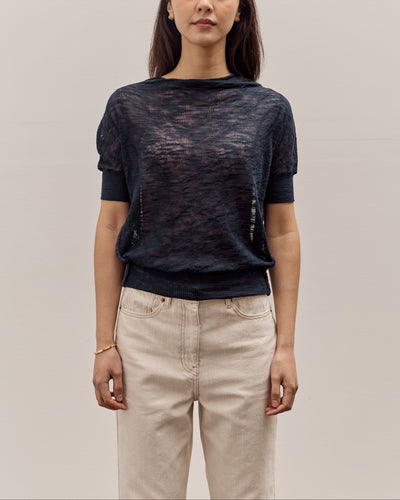 Anggae Wave Knit Half Sleeve, Navy