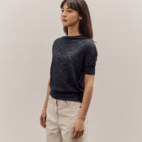 Anggae Wave Knit Half Sleeve, Navy