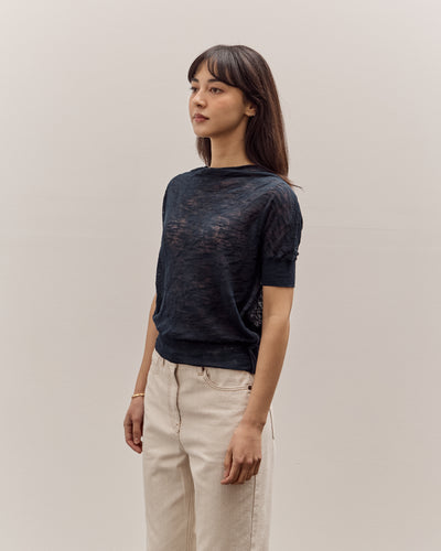 Anggae Wave Knit Half Sleeve, Navy