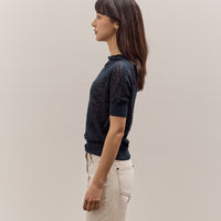 Anggae Wave Knit Half Sleeve, Navy