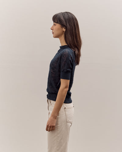 Anggae Wave Knit Half Sleeve, Navy