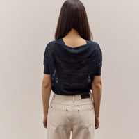 Anggae Wave Knit Half Sleeve, Navy