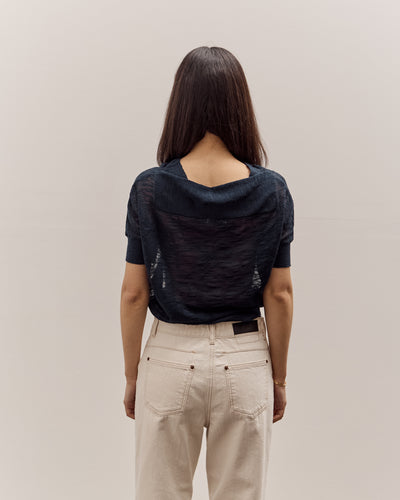 Anggae Wave Knit Half Sleeve, Navy