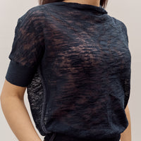 Anggae Wave Knit Half Sleeve, Navy
