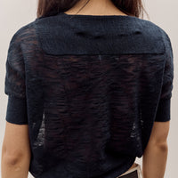Anggae Wave Knit Half Sleeve, Navy