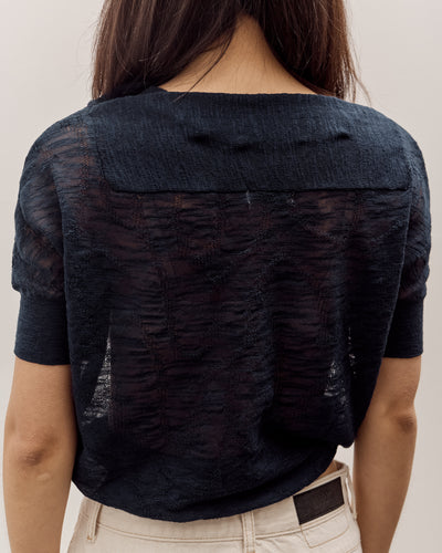 Anggae Wave Knit Half Sleeve, Navy