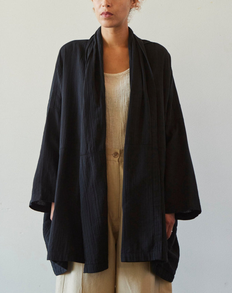 Atelier Delphine Gauze Haori Coat, Black | Glasswing