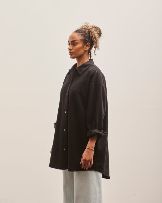 Atelier Delphine Oversized Overlay Washed Wool, Black