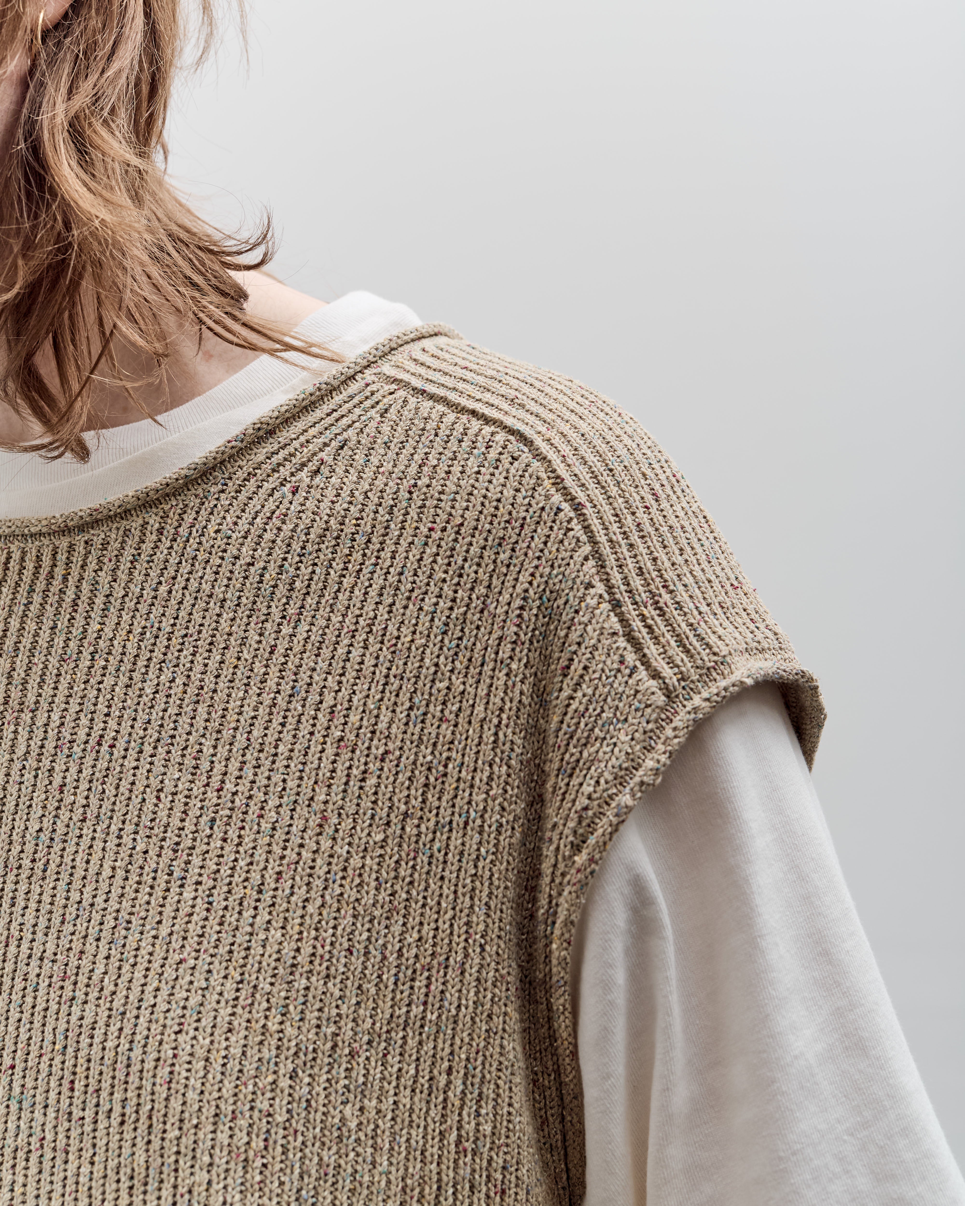 Sleeveless Knit Arc Top, Natural Mix – Glasswing