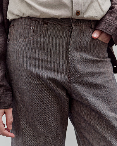 Aviva Jifei Xue 5 Pocket Pant, Persimmon Black Denim