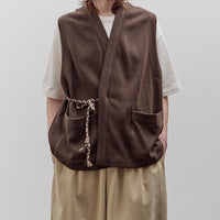 Aviva Jifei Xue Knit Kimono Vest, Deep Brown