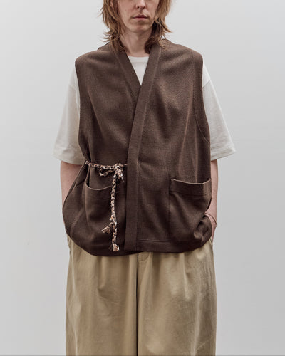 Aviva Jifei Xue Knit Kimono Vest, Deep Brown