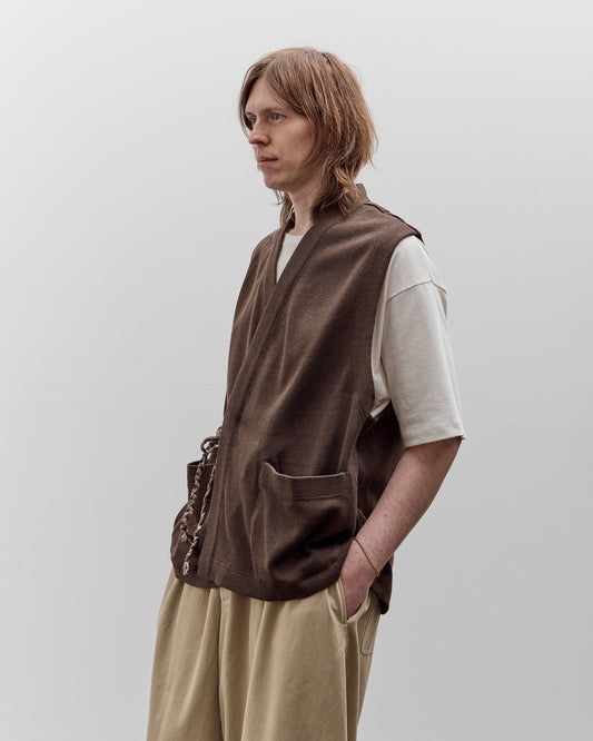 Aviva Jifei Xue Knit Kimono Vest, Deep Brown
