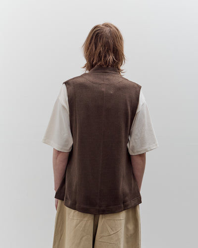 Aviva Jifei Xue Knit Kimono Vest, Deep Brown