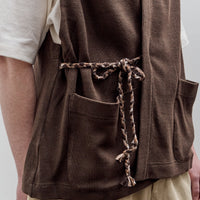 Aviva Jifei Xue Knit Kimono Vest, Deep Brown