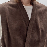Aviva Jifei Xue Knit Kimono Vest, Deep Brown