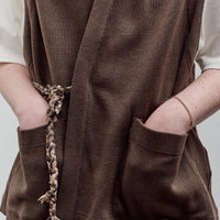 Aviva Jifei Xue Knit Kimono Vest, Deep Brown