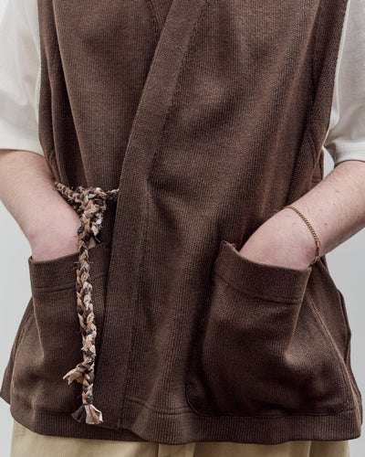 Aviva Jifei Xue Knit Kimono Vest, Deep Brown