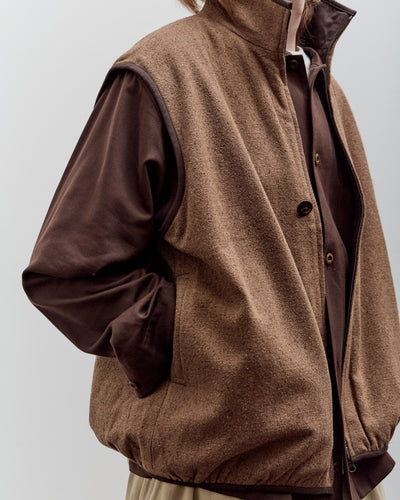 Aviva Jifei Xue Reversible Quilted Zip Vest, Chocolate