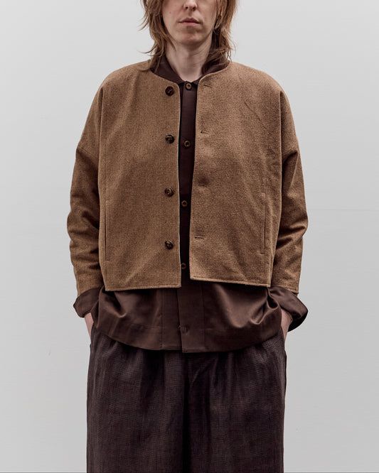 Aviva Jifei Xue Collarless Reversible Blouson, Brown Argyle