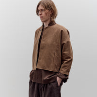Aviva Jifei Xue Collarless Reversible Blouson, Brown Argyle