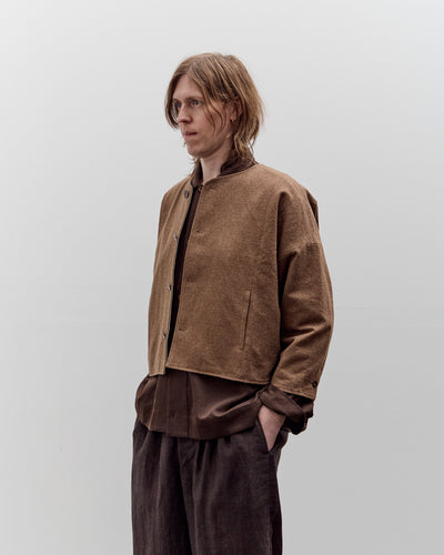Aviva Jifei Xue Collarless Reversible Blouson, Brown Argyle