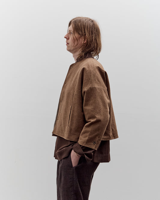 Aviva Jifei Xue Collarless Reversible Blouson, Brown Argyle
