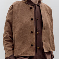 Aviva Jifei Xue Collarless Reversible Blouson, Brown Argyle
