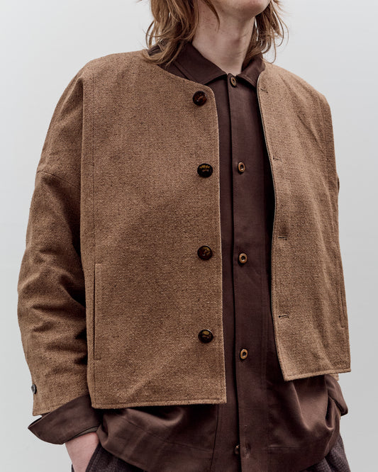 Aviva Jifei Xue Collarless Reversible Blouson, Brown Argyle