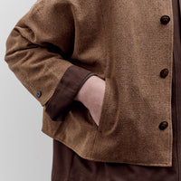 Aviva Jifei Xue Collarless Reversible Blouson, Brown Argyle