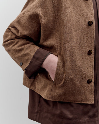 Aviva Jifei Xue Collarless Reversible Blouson, Brown Argyle