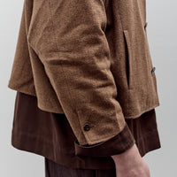 Aviva Jifei Xue Collarless Reversible Blouson, Brown Argyle