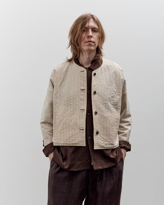 Aviva Jifei Xue Collarless Reversible Blouson, Brown Argyle