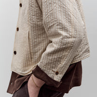 Aviva Jifei Xue Collarless Reversible Blouson, Brown Argyle