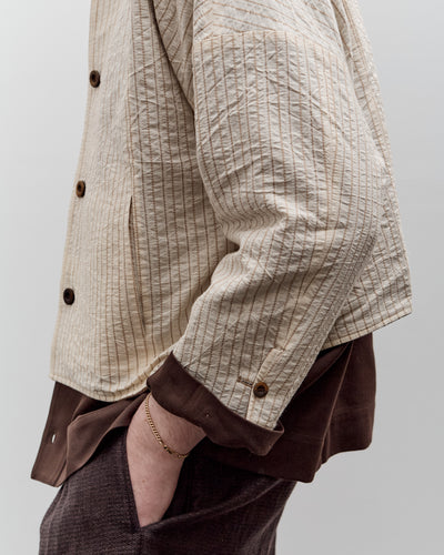 Aviva Jifei Xue Collarless Reversible Blouson, Brown Argyle