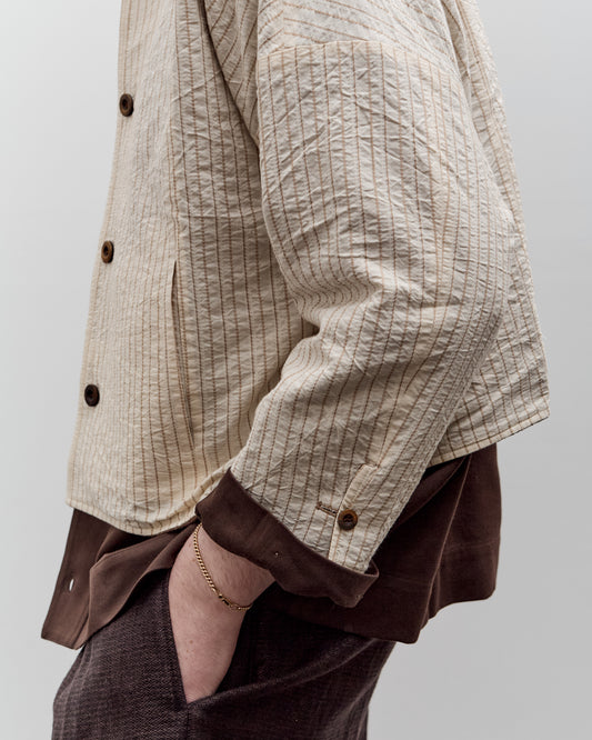 Aviva Jifei Xue Collarless Reversible Blouson, Brown Argyle