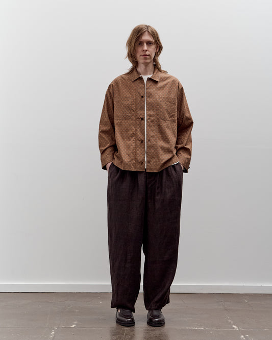 Aviva Jifei Xue Boxy Shirt, Brown Argyle