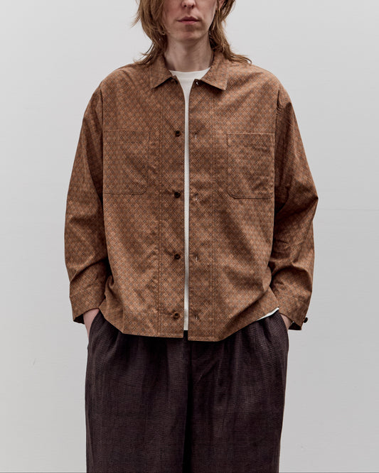 Aviva Jifei Xue Boxy Shirt, Brown Argyle