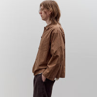 Aviva Jifei Xue Boxy Shirt, Brown Argyle