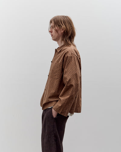 Aviva Jifei Xue Boxy Shirt, Brown Argyle