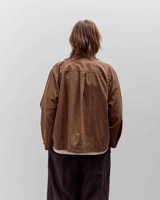 Aviva Jifei Xue Boxy Shirt, Brown Argyle