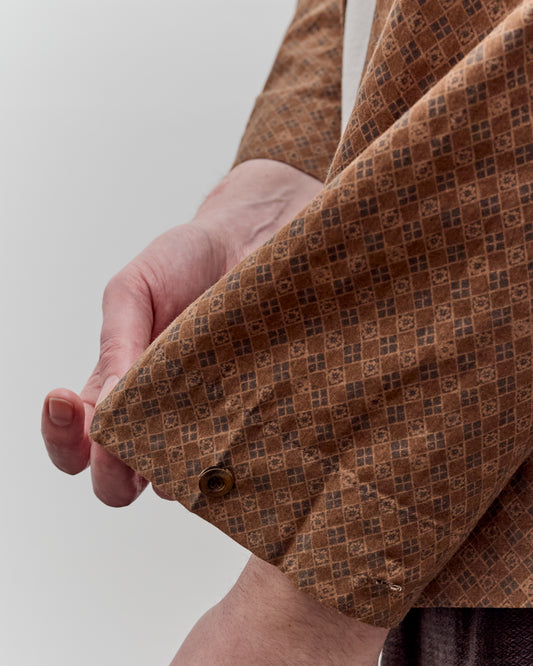 Aviva Jifei Xue Boxy Shirt, Brown Argyle