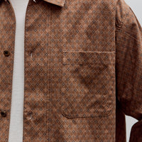 Aviva Jifei Xue Boxy Shirt, Brown Argyle