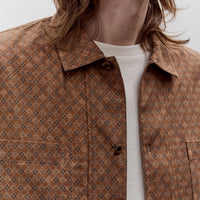 Aviva Jifei Xue Boxy Shirt, Brown Argyle