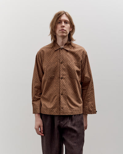 Aviva Jifei Xue Boxy Shirt, Brown Argyle