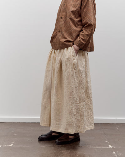 Aviva Jifei Xue Hakama Skirt, Natural / Brown Striped