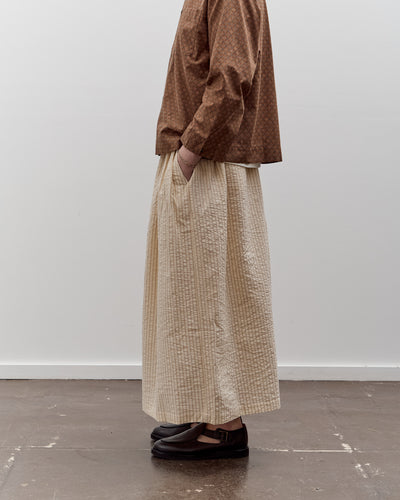 Aviva Jifei Xue Hakama Skirt, Natural / Brown Striped